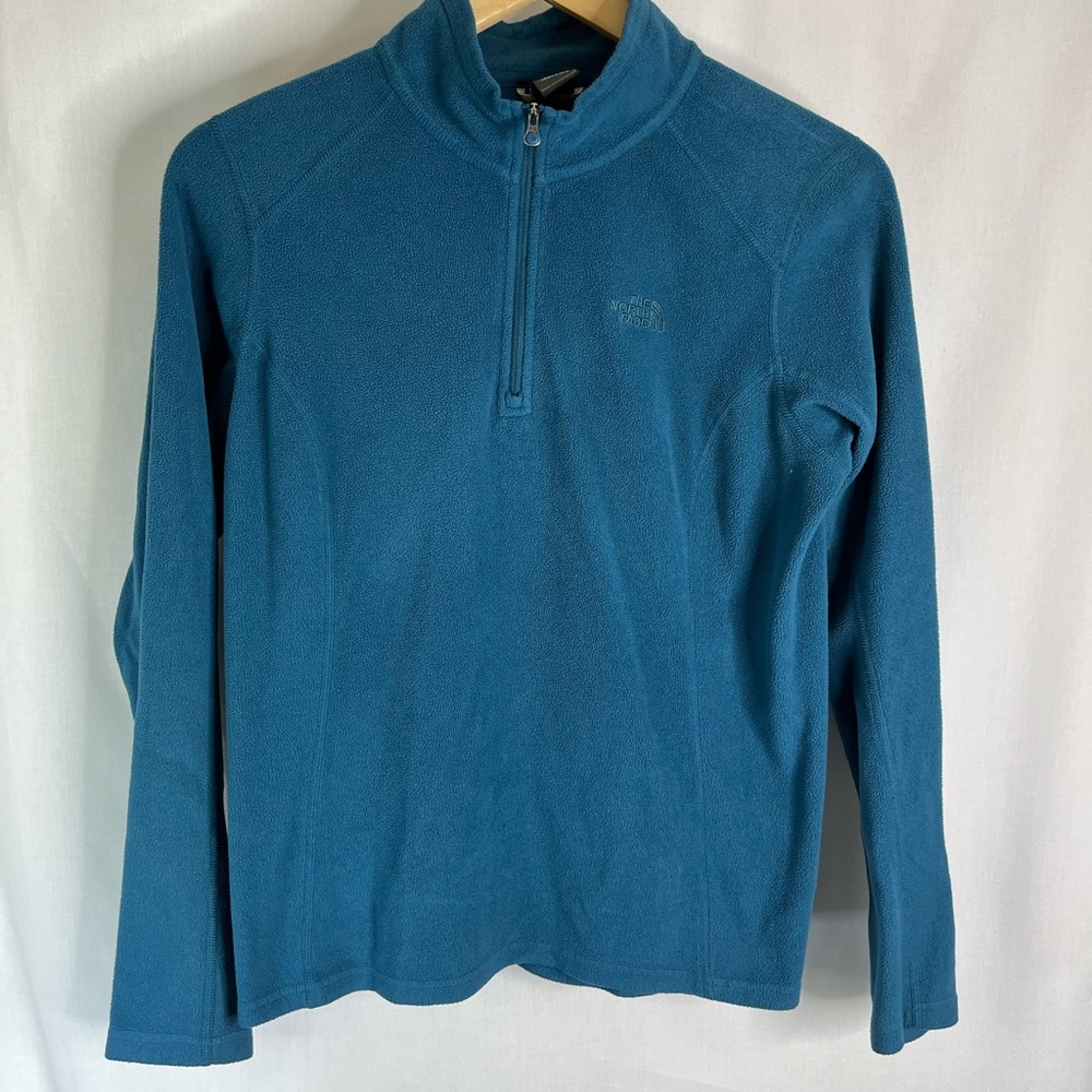 The North Face Small Fleece Jacket Blue Teal Zip Up Sweatshirt Womens GHL8.